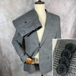 Banana Republic Suit Men 42R Gray Glen Check Tailored Fit 34x29